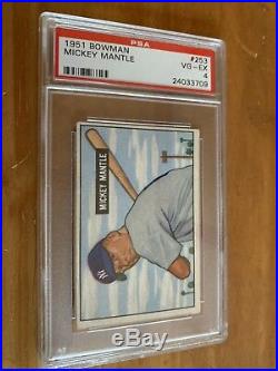 1951 Bowman Mickey Mantle Rookie #253 PSA 4 VG-EX Great Color No Print Lines