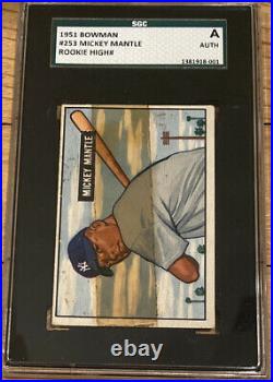 1951 Bowman Mickey Mantle Rookie #253 SGC Authentic
