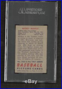 1951 Bowman Mickey Mantle Rookie High #253 Sgc Graded 60 (5) Excellent Beautiful
