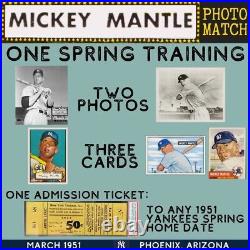 1951 Yankees Spring Ticket Mickey Mantle Pre MLB Debut PHOTOMATCH 1952 Topps PSA