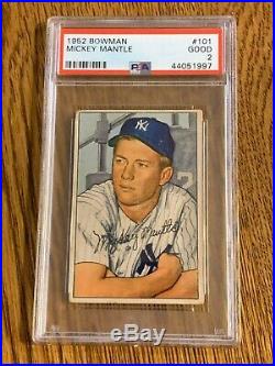 1952 Bowman #101 Mickey Mantle New York Yankees PSA 2
