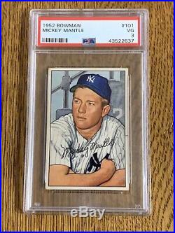 1952 Bowman #101 Mickey Mantle New York Yankees PSA 3