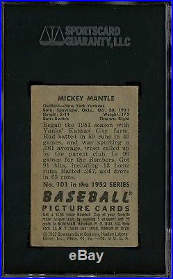1952 Bowman #101 Mickey Mantle New York Yankees RC Rookie HOF SGC 2.5 GOOD+