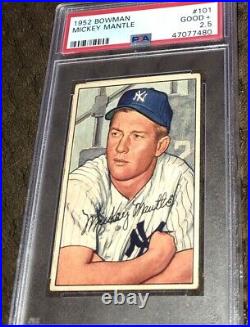 1952 Bowman #101 Mickey Mantle Yankees HOF PSA 2.5 GOOD+ GREAT COLORS & CENTERED