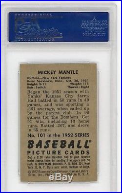 1952 Bowman #101 Mickey Mantle Yankees Psa Nm 7 Well Centered 2nd Year
