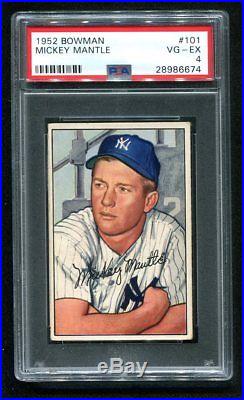 1952 Bowman MICKEY MANTLE Yankees HOF #101 PSA 4 Presents Better
