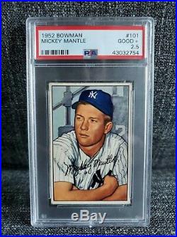 1952 Bowman Mickey Mantle #101 PSA 2.5 Good +! -Free Shipping- Yankees