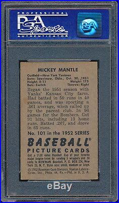 1952 Bowman Mickey Mantle #101 PSA 6