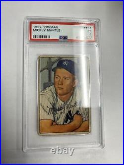 1952 Bowman Mickey Mantle New York Yankees Card #101 PSA 1