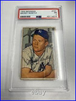 1952 Bowman Mickey Mantle New York Yankees Card #101 PSA 1