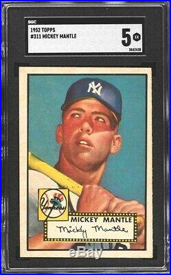 1952 TOPPS #311 MICKEY MANTLE ROOKIE SGC 5 (compare to PSA 5)