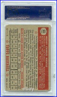 1952 TOPPS #311 MICKEY MANTLE rc rookie PSA 1 POOR