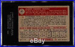 1952 Topps #311 Mickey Mantle (HOF) SGC 45 VG+ 3.5, New York Yankees High # Card