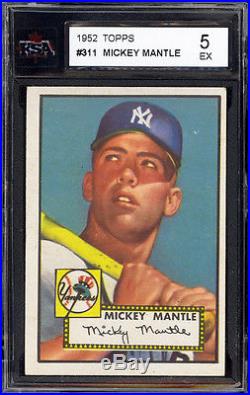 1952 Topps #311 Mickey Mantle KSA 5 Gorgeous color & Strong corners