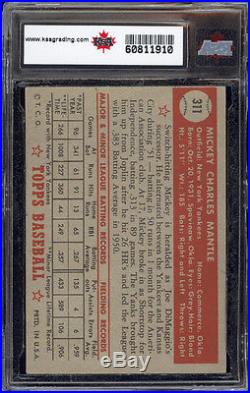 1952 Topps #311 Mickey Mantle KSA 5 Gorgeous color & Strong corners