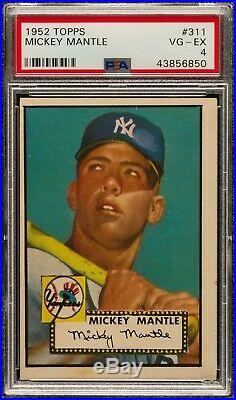 1952 Topps #311 Mickey Mantle PSA 4VERY BOLD COLORGOOD EYE APPEALRARE FIND