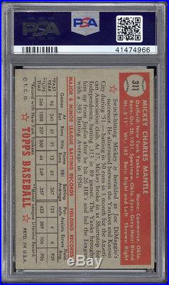 1952 Topps #311 Mickey Mantle PSA 5.5 Well Centered + Perfect Printing & Color