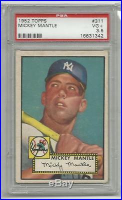 1952 Topps #311 Mickey Mantle PSA Graded 3.5 VG+ New York Yankees