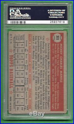 1952 Topps #311 Mickey Mantle PSA POOR 1 NEW YORK YANKEES baseball card