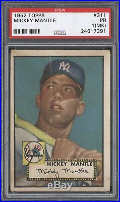 1952 Topps #311 Mickey Mantle RC PSA 1(MK) Yankees HOF Rookie Item #24617391