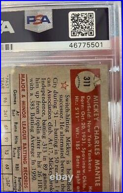 1952 Topps #311 Mickey Mantle RC Psa 1! Gorgeous With Amazing Color