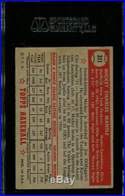1952 Topps #311 Mickey Mantle Rc Yankees Hof Sgc 50 1001985-001
