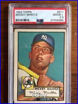 1952 Topps #311 Mickey Mantle Rookie Card PSA Good+ 2.5 New York Yankees
