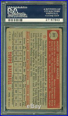 1952 Topps #311 Mickey Mantle Rookie Card Psa 1