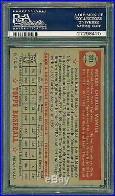 1952 Topps #311 Mickey Mantle Rookie Card Psa 3 Very Good