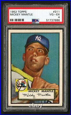 1952 Topps #311 Mickey Mantle Rookie Card Psa 4 Vg-ex Looks Much Nicer