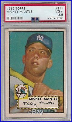 1952 Topps #311 Mickey Mantle Rookie Card Rc, New York Yankees Psa 3.5 (26026)