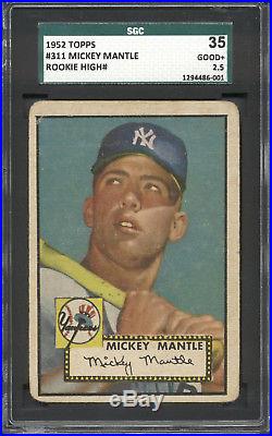 1952 Topps #311 Mickey Mantle SGC 35 = 2.5