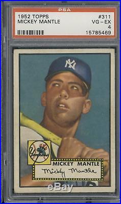 1952 Topps #311 Mickey Mantle Very High End PSA 4