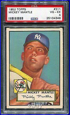 1952 Topps #311 Mickey Mantle Yankees PSA 4 VgEX. Elite Centering, Amazing card