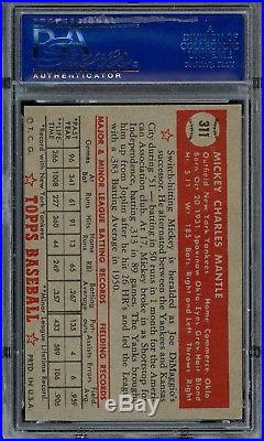 1952 Topps #311 Mickey Mantle Yankees RC HOF HIGH# PSA 4 RAZOR SHARP CORNERS