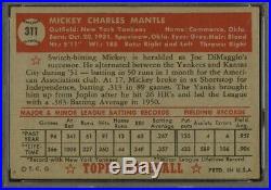 1952 Topps #311 Mickey Mantle Yankees RC HOF HIGH# PSA 5 FANTASTIC CENTERING