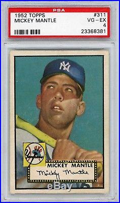 1952 Topps #311 Mickey Mantle Yankees RC Rookie HOF WELL CENTERED PSA 4
