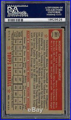 1952 Topps #311 Mickey Mantle Yankees RC Rookie HOF WELL CENTERED PSA 4 HIGH#