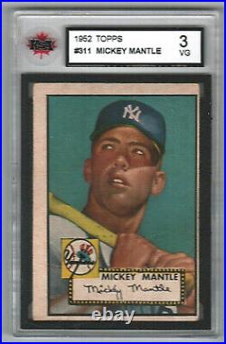 1952 Topps #311 Mickey Mantle Yankees Rookie KSA 3 (100% authentic)