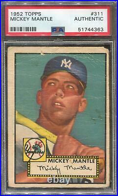 1952 Topps Baseball #311 Mickey Mantle PSA Auth 4363