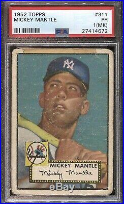 1952 Topps Baseball #311 Mickey Mantle Rookie Rc Psa 1 (mk) Yankees Centered