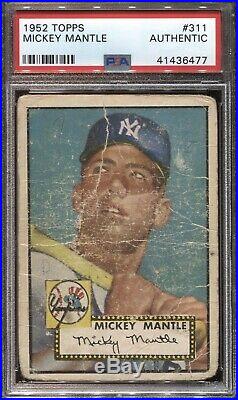1952 Topps Baseball #311 Mickey Mantle Rookie Rc Psa Authentic Centered Hof 6477