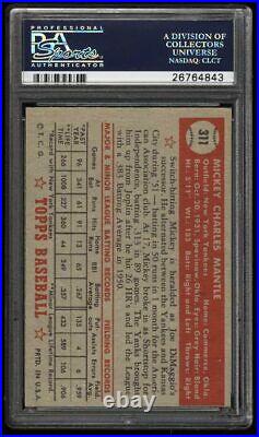 1952 Topps Baseball New York Yankees Mickey Mantle ROOKIE RC Card #311 PSA 1