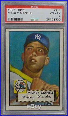 1952 Topps Baseball Rookie #311 Mickey Mantle Psa Vg-ex 4 Hof