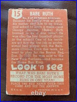 1952 Topps Look'N See Babe Ruth New York Yankees #15 HOF Free Shipping