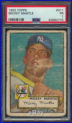 1952 Topps MICKEY MANTLE Rookie New York Yankees PSA 1 WELL CENTERED