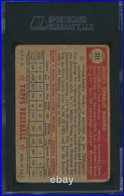 1952 Topps MICKEY MANTLE Rookie New York Yankees SGC 1 Well-Centered