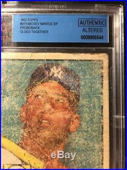1952 Topps Mickey Mantle #311 DP BVG Beckett Authentic Holy Grail