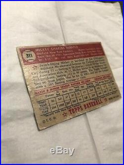 1952 Topps Mickey Mantle #311(POOR) creases paper loss PSA 1 or 2