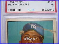 1952 Topps Mickey Mantle #311 PSA 1 Yankees Strong 1. PSA 1.5